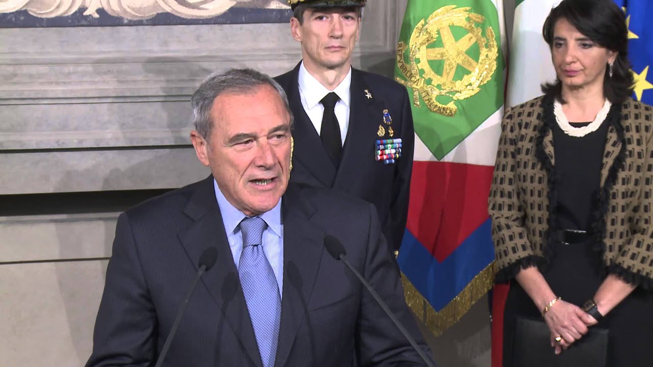 Il Presidente del Senato della Repubblica, Pietro Grasso, al termine delle consultazioni