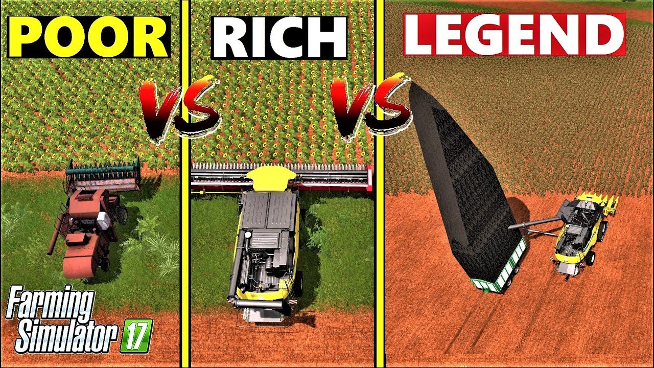 Farming Simulator 17 : POOR VS RICH VS LEGEND - Sunflower Harvesting Comparison