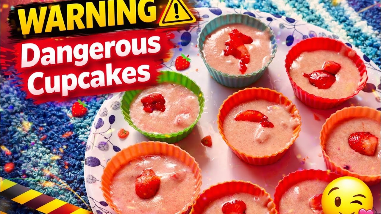“Warning⚠️These Super Soft Strawberry Cupcakes Are Dangerous😏🍓”#cupcake #dimple_diaries15 #ytshorts 