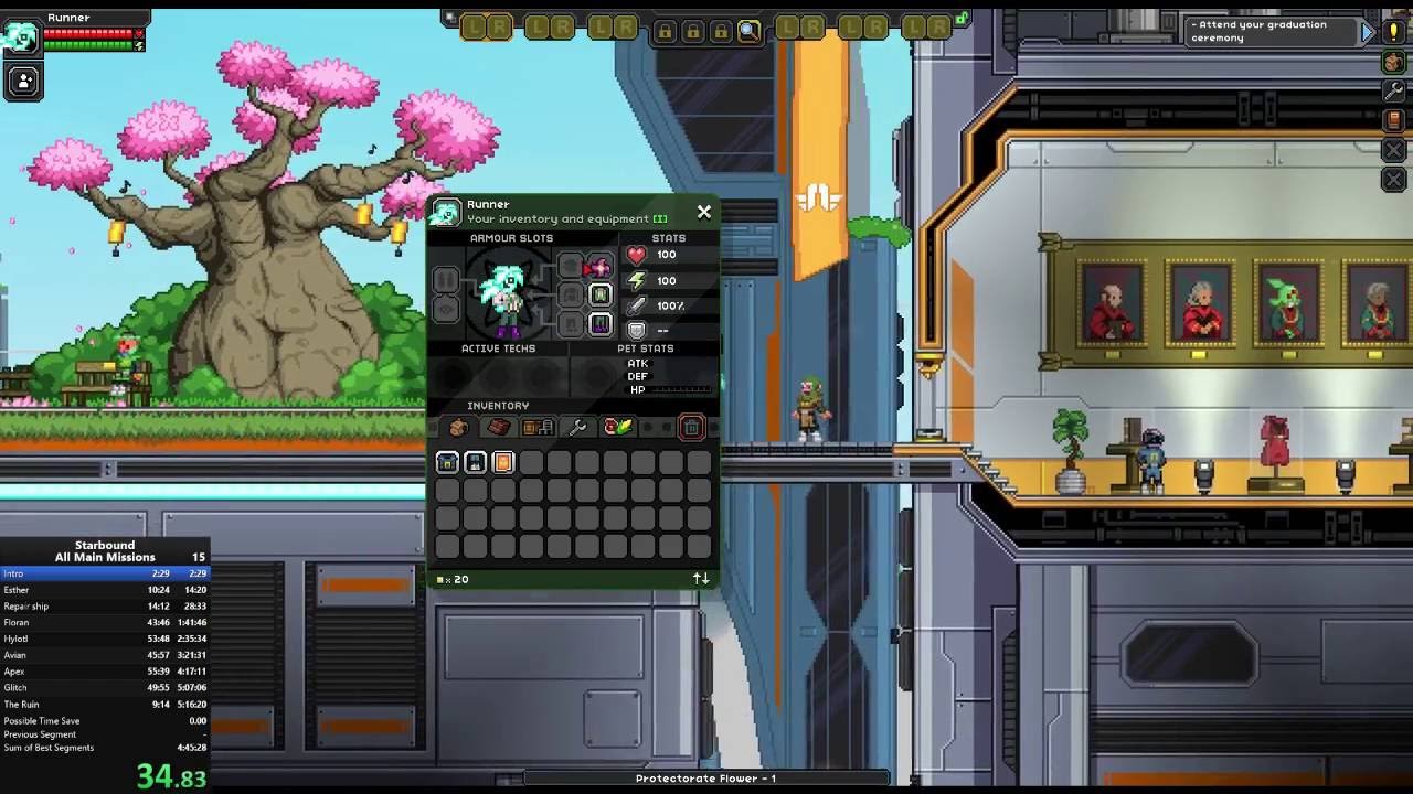 Starbound speedrun all main missions solo 2:45:16