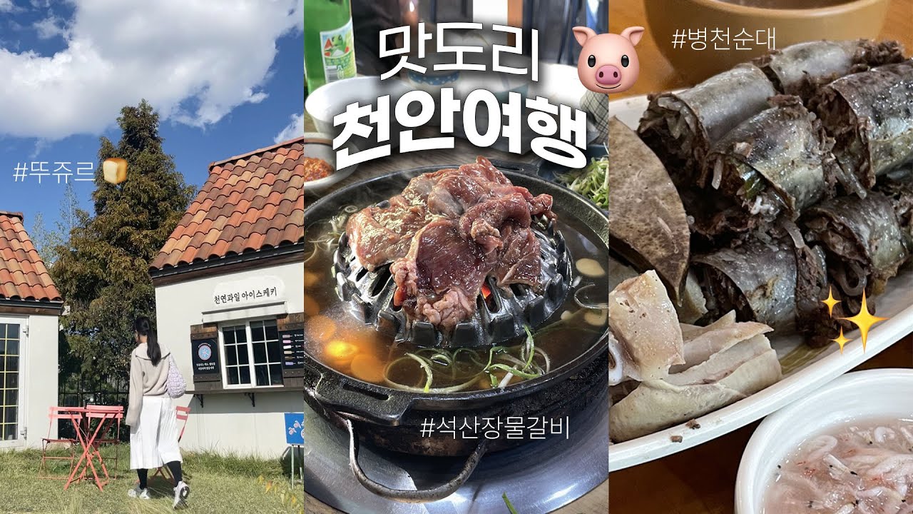 천안 뚜벅이 당일치기 여행🚶🏻‍♀️천안시민 추천 로컬 천안맛집(병천순대, 석산장 물갈비, 원조곱창, 뚜쥬르) | 천안여행브이로그