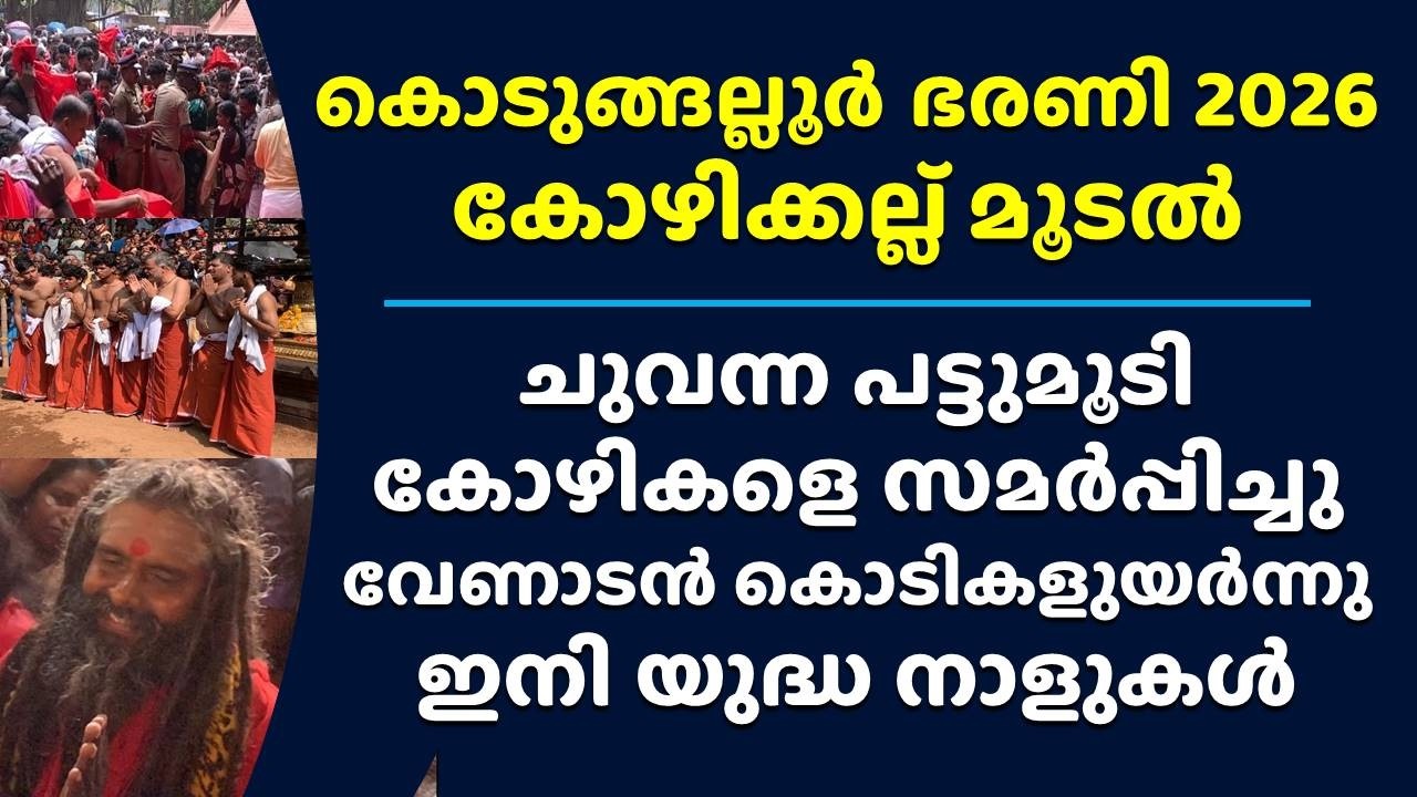 കോഴിക്കല്ല് മൂടി കൊടുങ്ങല്ലൂർ കാവ് ഉണർന്നു Kodungallur Bharani 2026 Kozhikkallu Moodal Today News