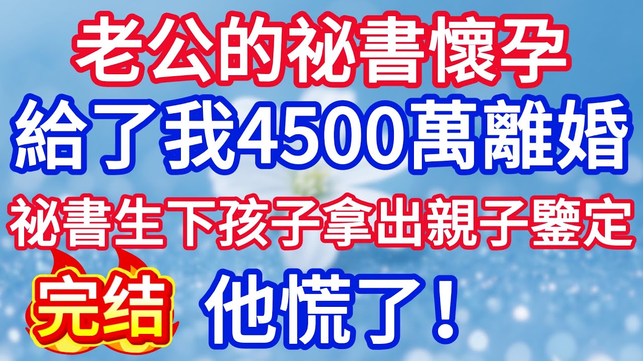 老公的祕書懷孕，給了我4500萬離婚，祕書生下孩子拿出親子鑒定，他慌了！#完结文#情感故事#一口气看完