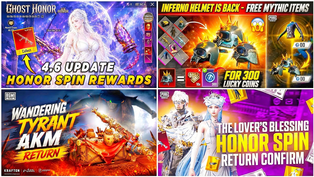 🔴 NEXT HONOR SPIN REWARDS ✅ WANDERING TYRANT AKM RETURN 🤩INFERNO HELMET RETURN 🔥 HONOR SET RETURN 🤯