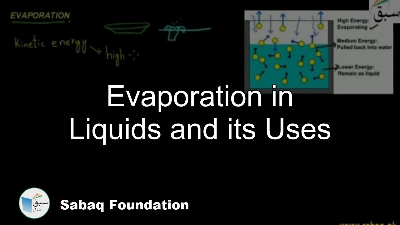 Evaporation in Liquids and its Uses, Chemistry Lecture | Sabaq.pk