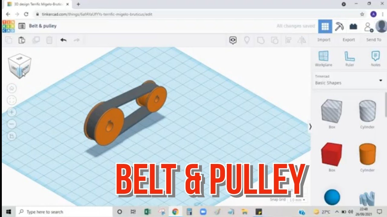 TINKERCAD - HOW TO CREATE BELT AND PULLEY COMPONENTS (TUTORIAL)