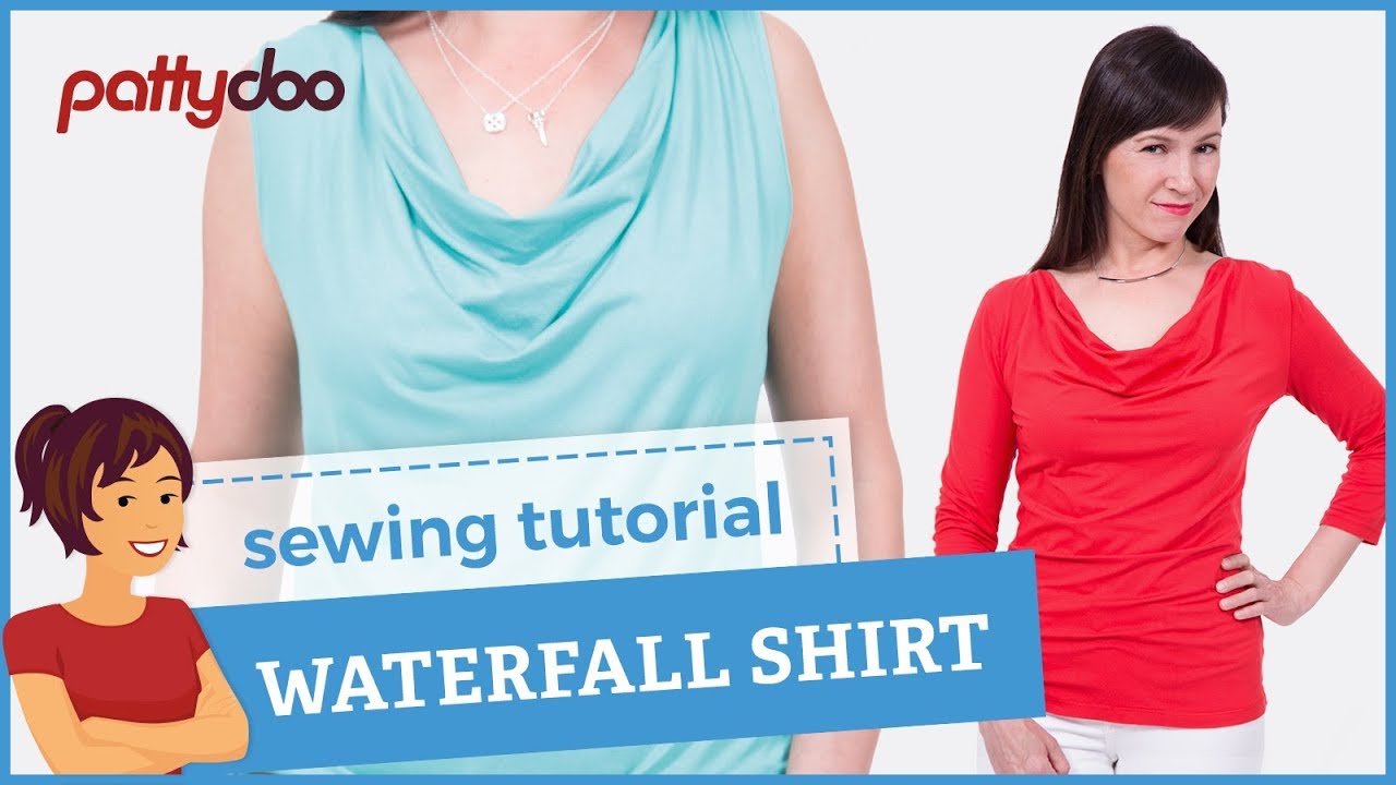 How to sew a cowl neck / waterfall shirt - an easy sewing tutorial