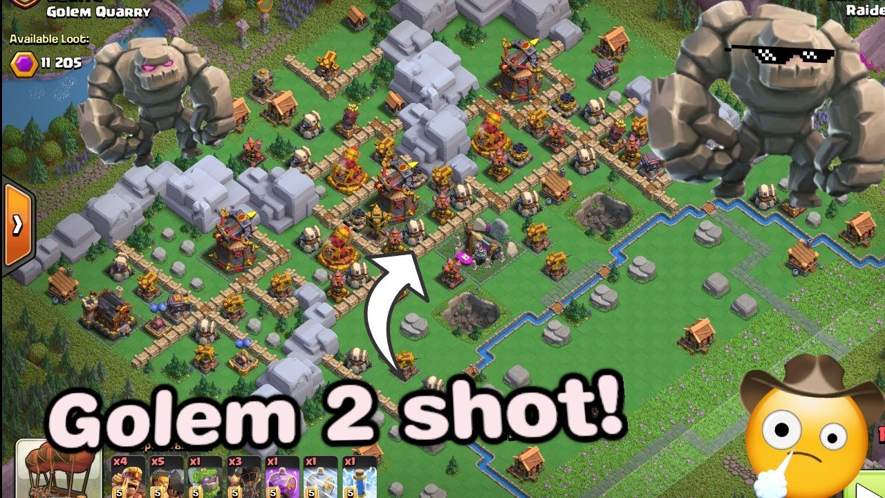 Mountain Golem vs MAXED districts⭐How you can use Golem📜Easy explained🥂(Clash of Clans)