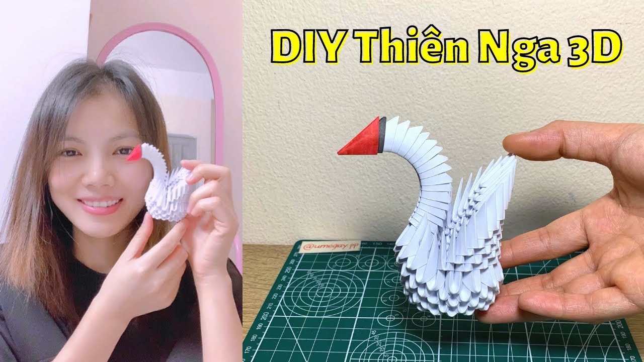 Cách Gấp Chim Thiên Nga 3D Bằng Giấy A4 Đơn Giản - How To Make 3D Swan with A4 Paper