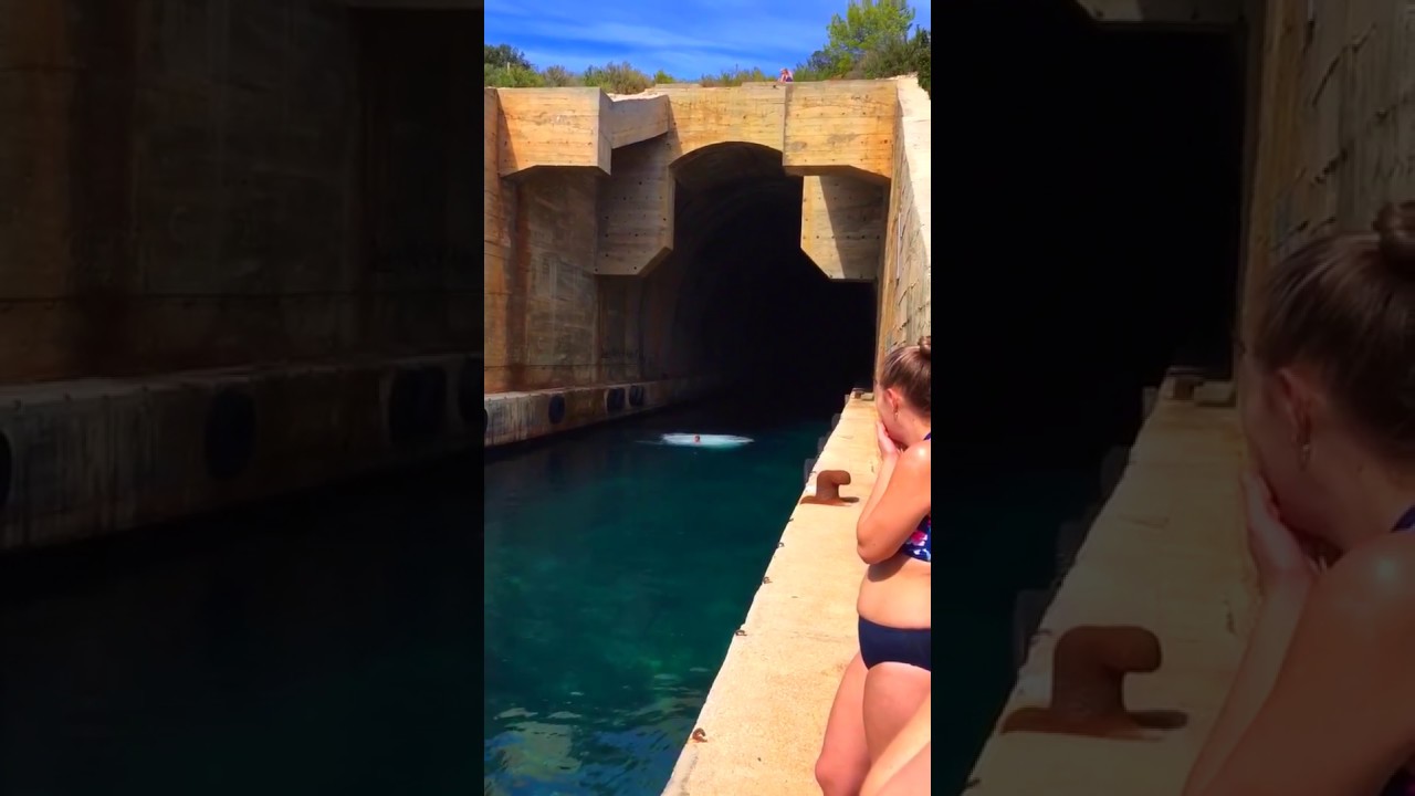Crazy +50ft jump from submarine bunker in Vis, Croatia 2017