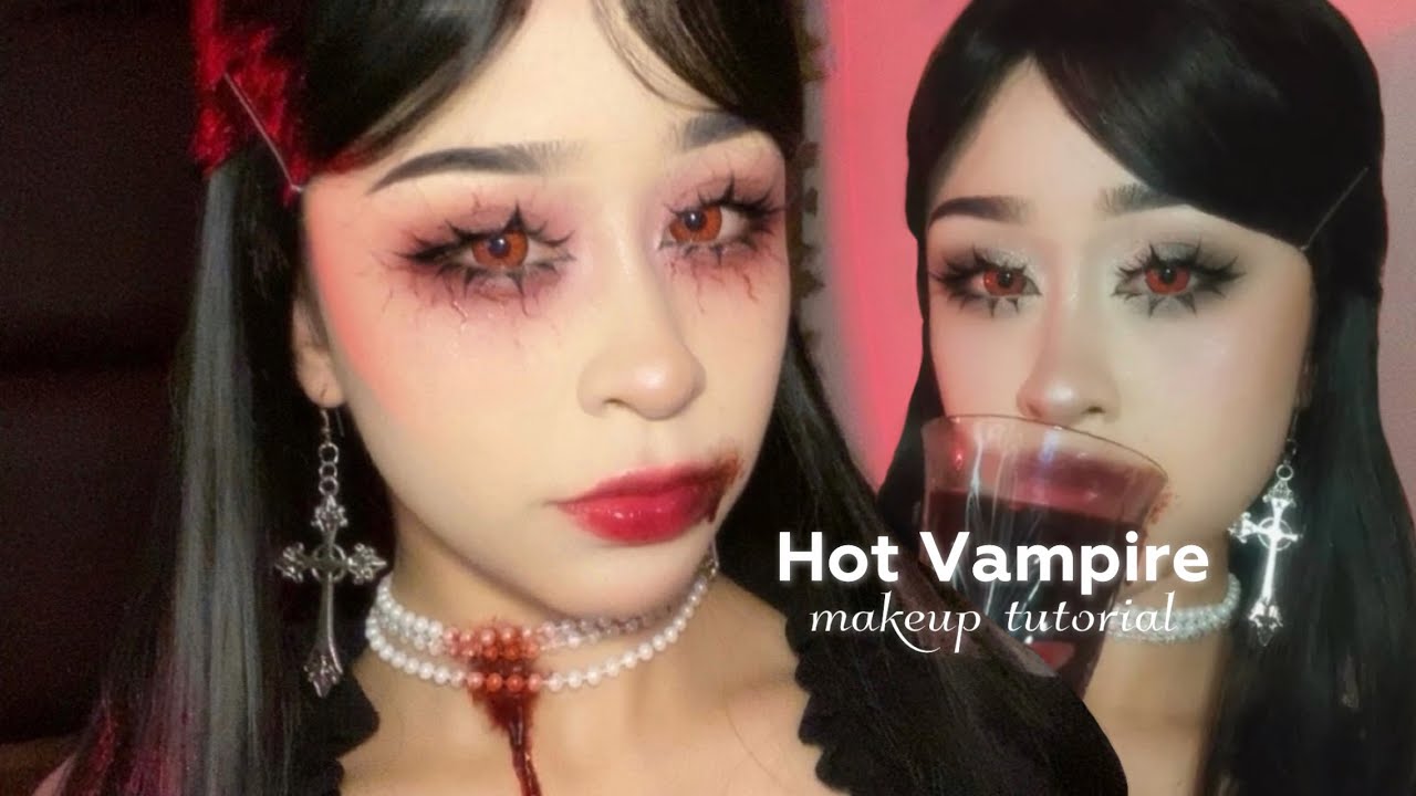 ⋆˚.𖥔 ݁hot vampire makeup tutorial (2 looks)🦇🍷‧₊˚⋅