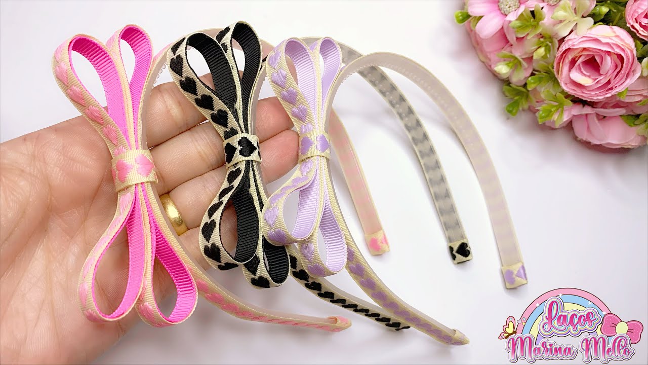 LAÇO CHANEL NA TIARA/Laço na Fita de Coração N2/Fácil de Fazer e Lucrativo #diy
