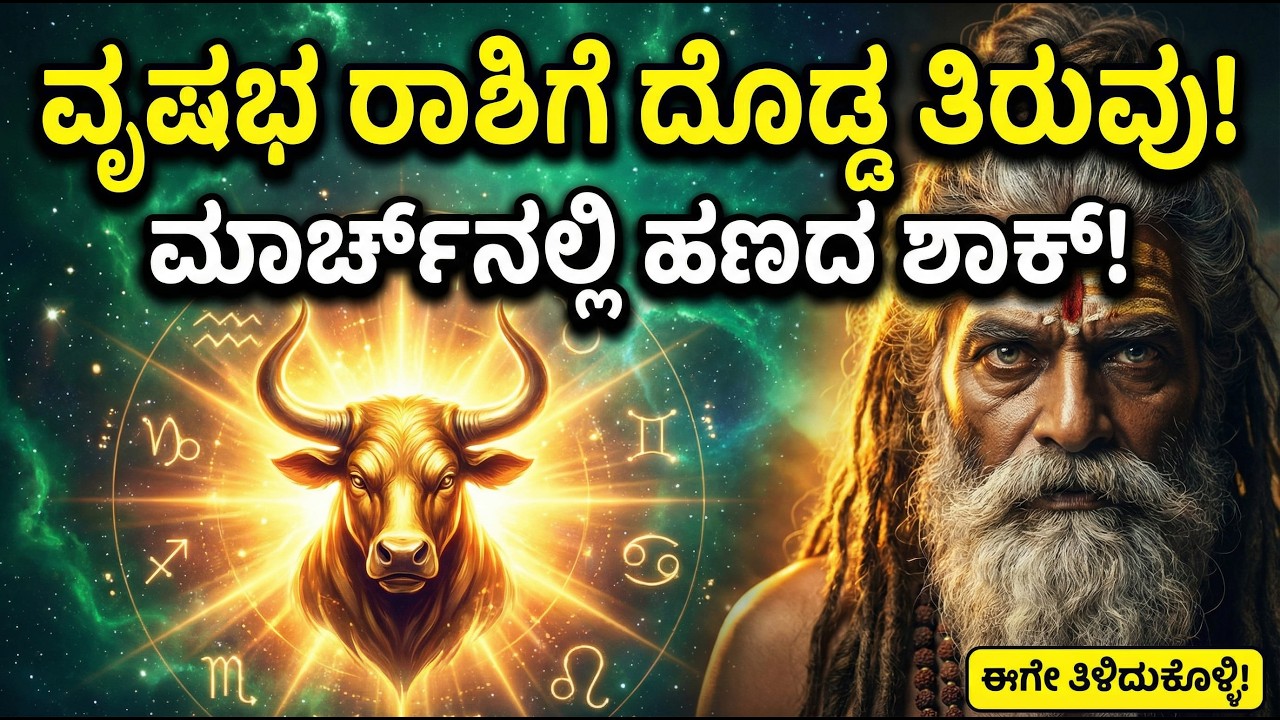 💰 ವೃಷಭ ರಾಶಿಗೆ ದೊಡ್ಡ ತಿರುವು ಮಾರ್ಚ್‌ನಲ್ಲಿ ಹಣದ ಶಾಕ್ | Vrushabha Rashi March 2026 Prediction Kannada