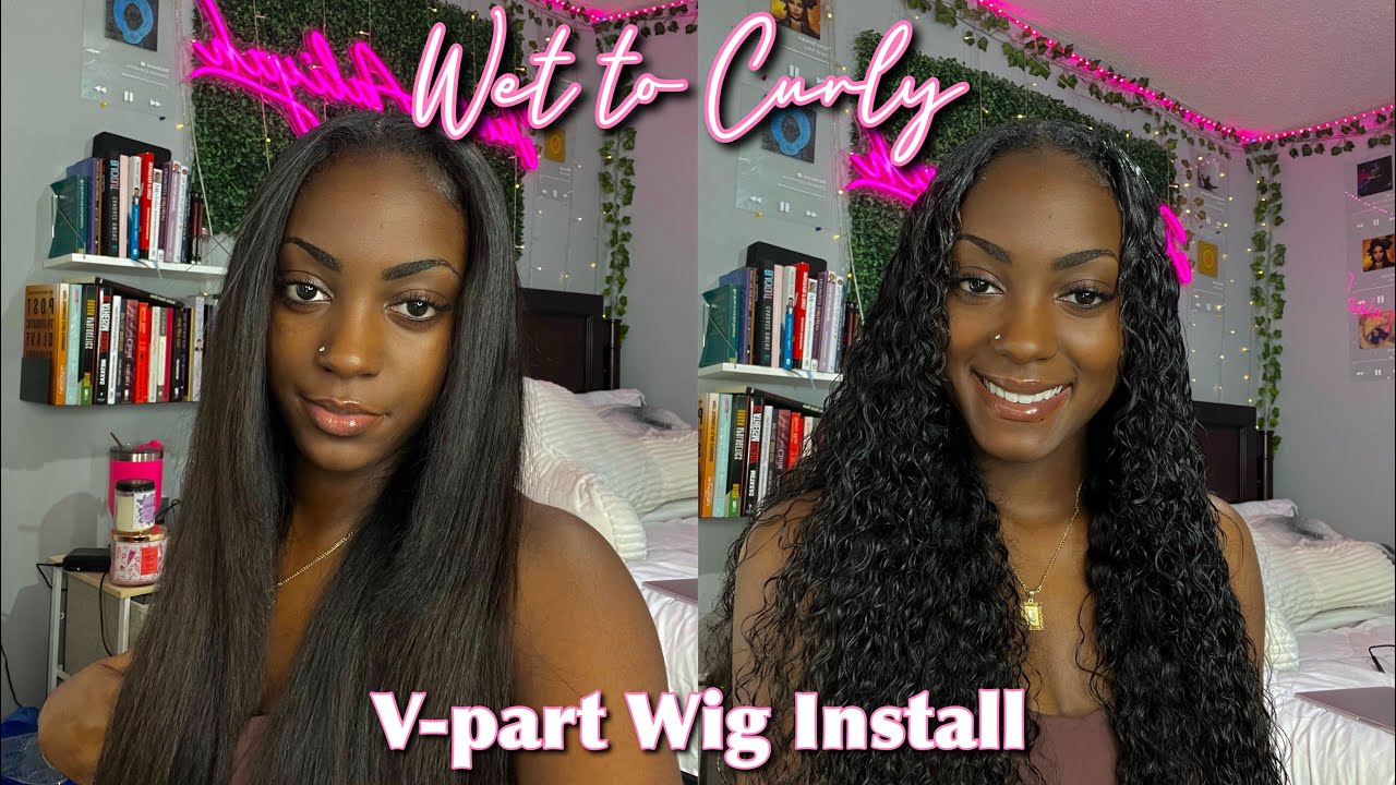 Wet to Curly V-Part Wig Install 😍 Ft. Unice Hair