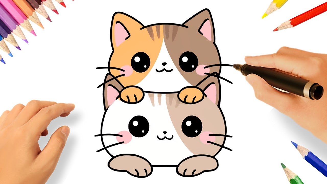 COMMENT DESSINER DEUX CHATONS KAWAII FACILEMENT 😻