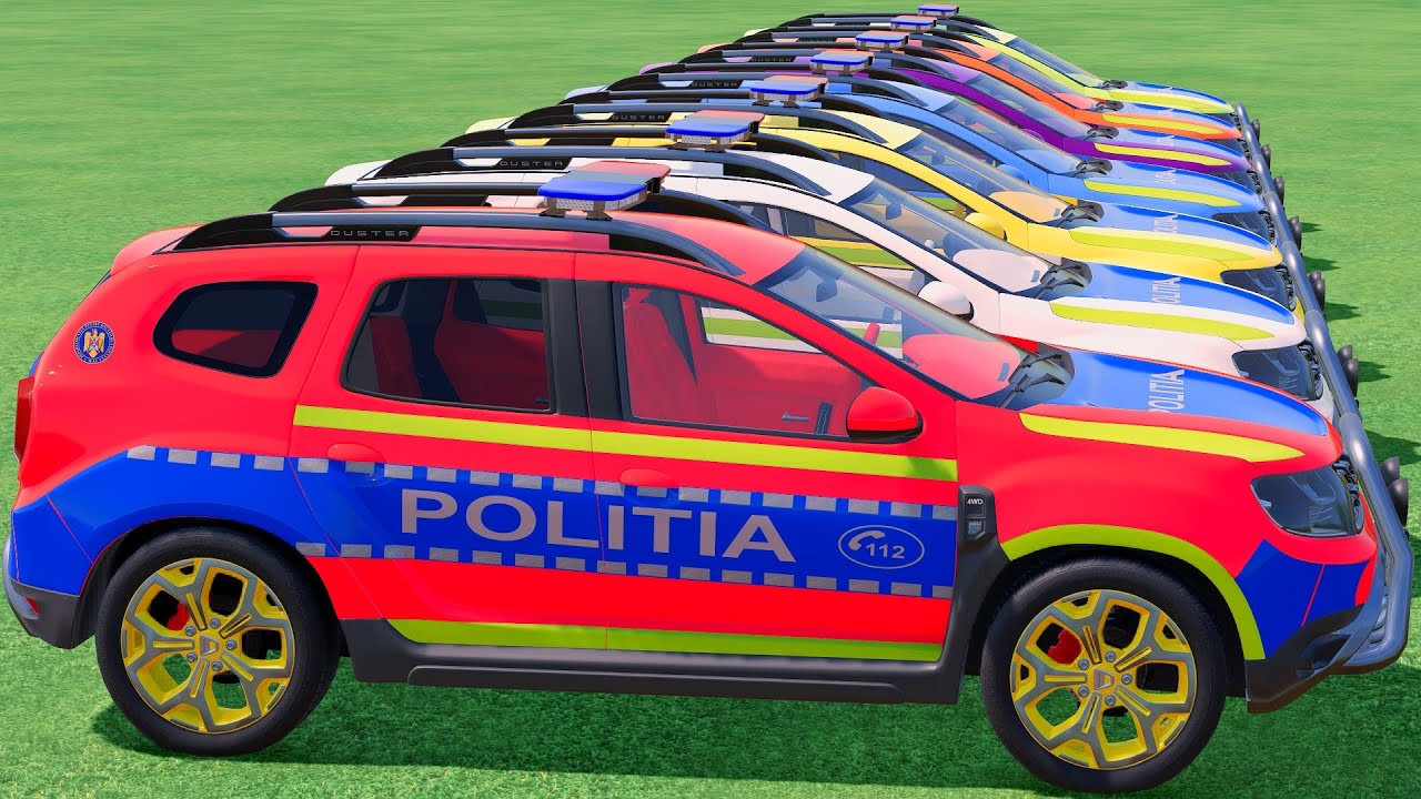 GO! POLICE CARS, AMBULANCE, FIRE TRUCK, COLORFUL CARS WITH TRUCK & TRAIN FARMING SIMULATOR 22! #83