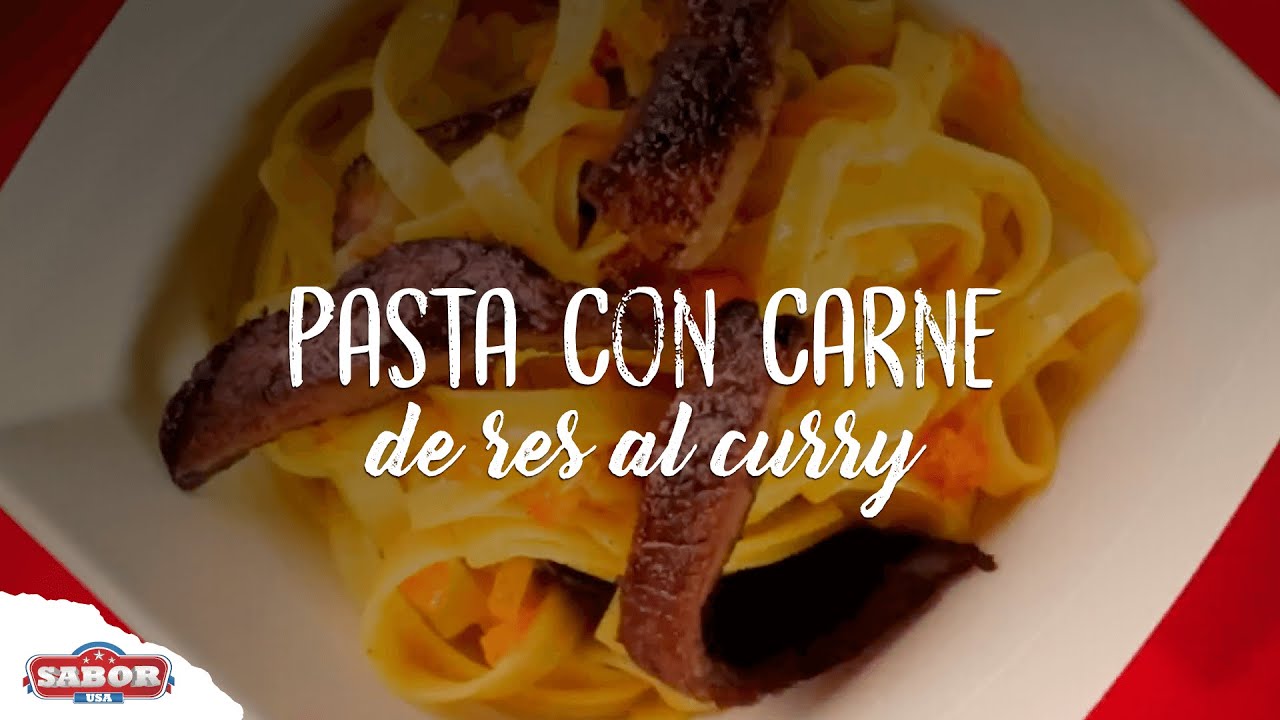 Receta de pasta con carne de res al curry