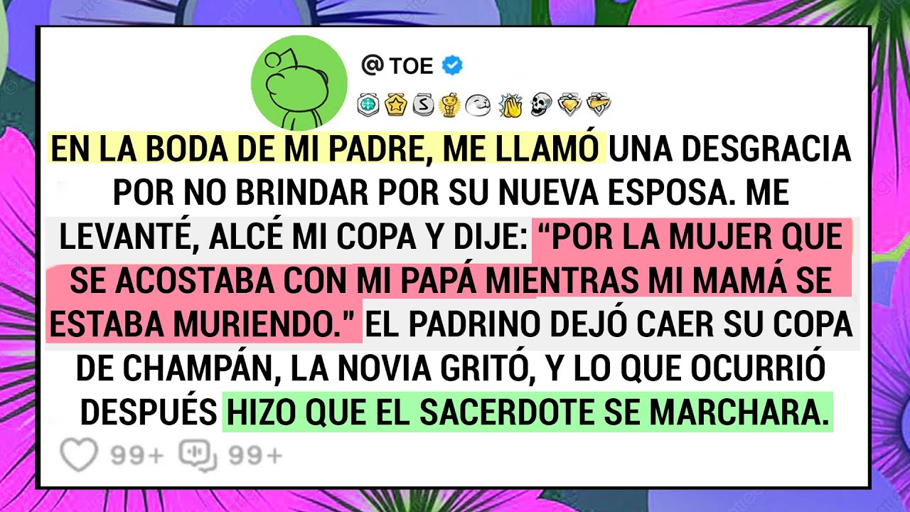 En la boda de mi padre, me llamó una desgracia por no brindar por su nueva esposa. me levanté,...