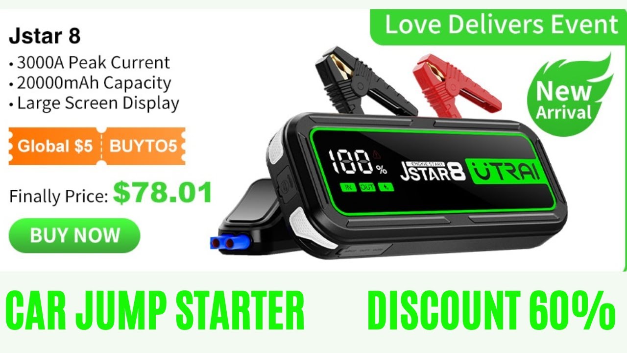 UTRAI 20000mAh Car Jump Starter Power Bank 3000A Car Booster Auto Emergency Starting Device Jump Sta