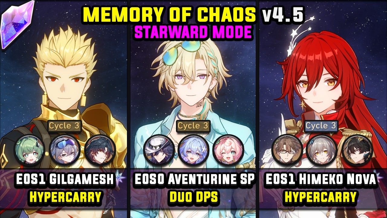 E0 Gilgamesh & E0 Aventurine Waveflair & E0 Himeko Nova (4 Star) Memory Of Chaos - Starward Mode 4.5