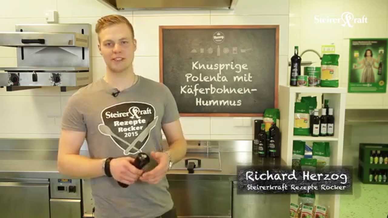 Knusprige Polenta mit Käferbohnen-Hummus vom Steirerkraft Rezepte Rocker 2015 Richard Herzog