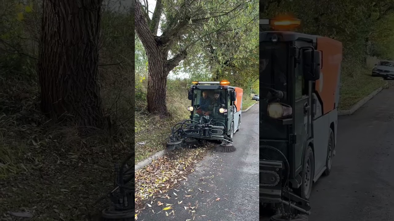 Zamiatarka kompaktowa #karcher #mc250 zamiatanie liści z jednoczesnym doczyszczaniem krawężników