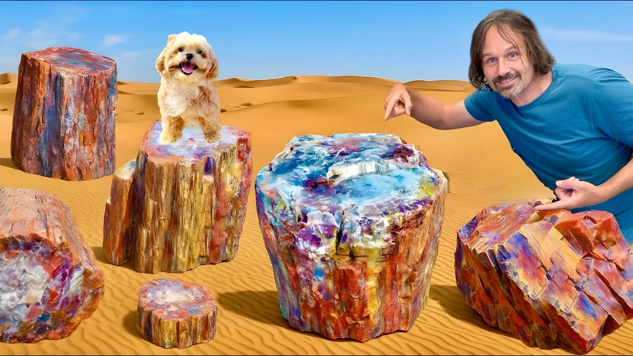 We Found Rainbow Petrified Wood Buried in the Desert!