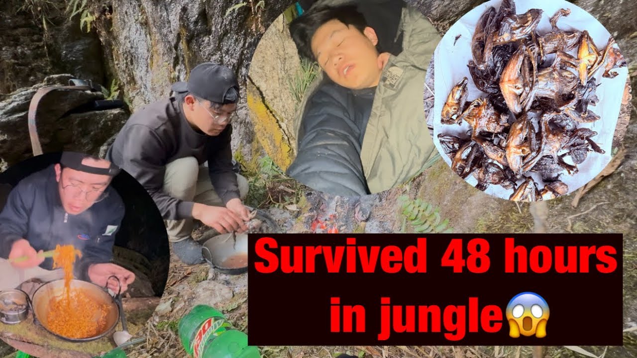 I survived in the jungle for 48 hours 😱#hunting #survival 
