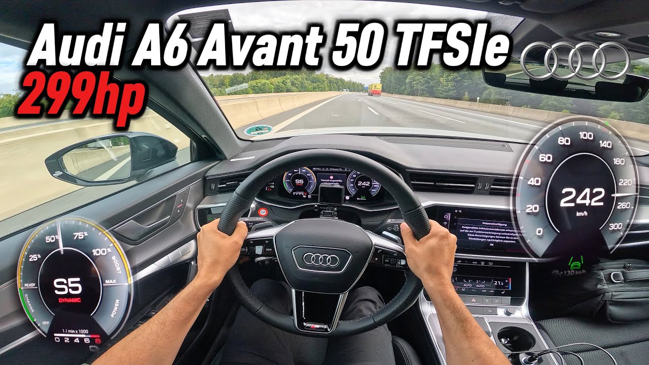 2025 Audi A6 (C8) Avant 50 TFSIe quattro S tronic (299 hp) | POV Autobahn Test Drive in Germany