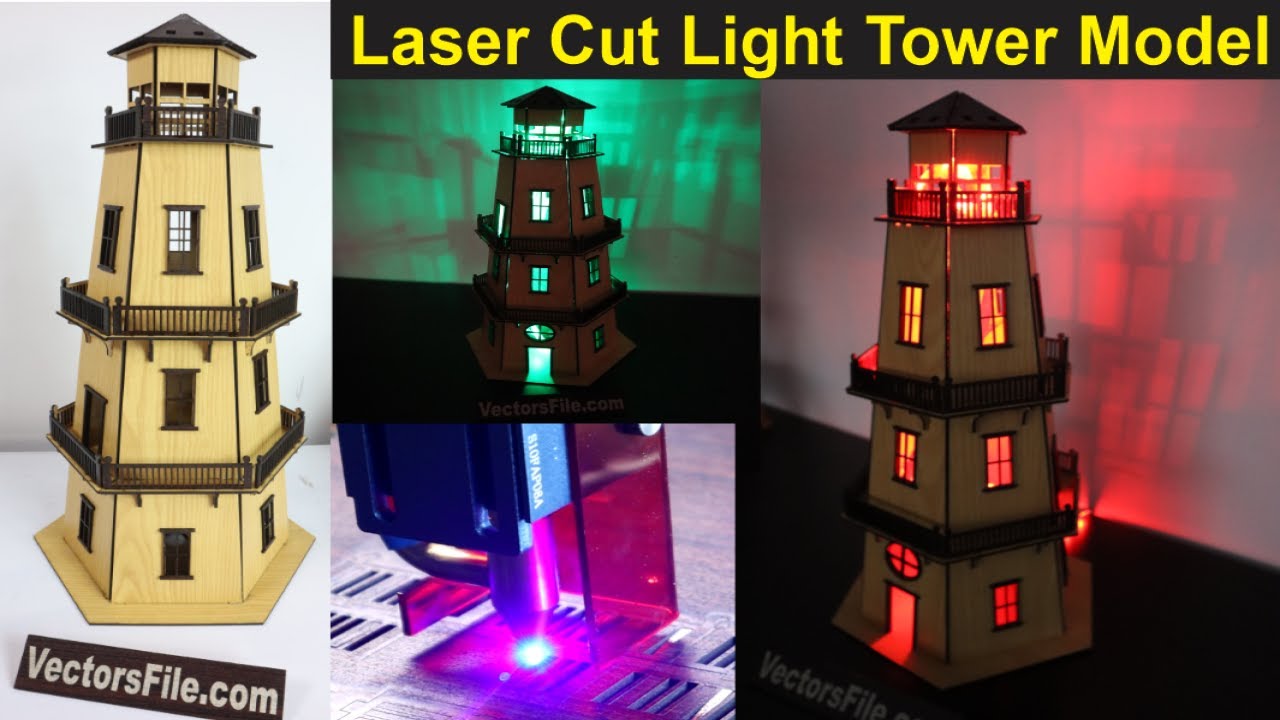Laser Cut Light House | Light Tower Model | MDF Puzzle DIY Project VectorsFile.com