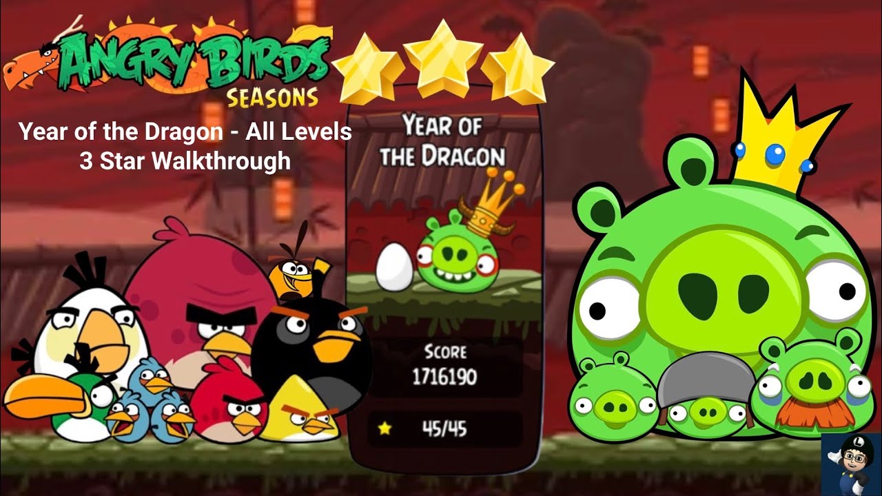 Angry Birds Seasons: Год Дракона - Все уровни (3 звезды)