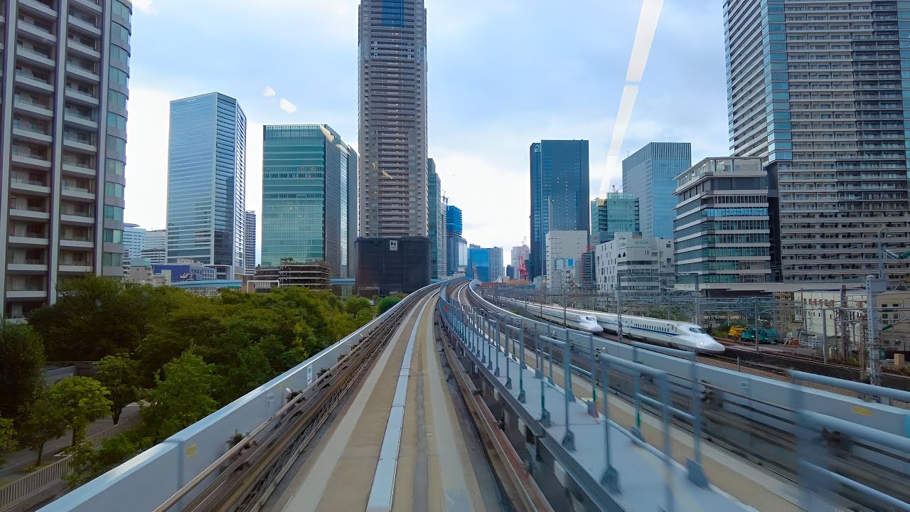 🇯🇵 Cab Ride in Tokyo ・Twilight Train Ambience・Yurikamome Shimbashi→Odaiba 4K60fps