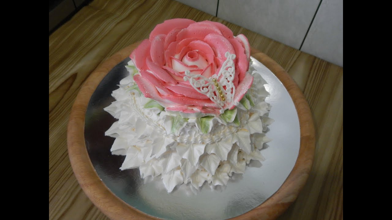 УКРАШЕНИЕ ТОРТОВ -торт РОЗА, cake decoration- a rose cake