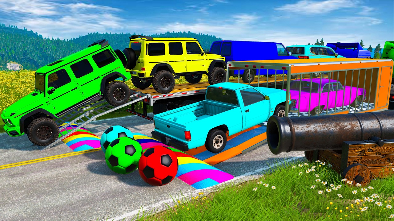 Flatbed Truck BeamNG Happy Crash | Transportation with Truck - Pothole vs Car - BeamNG.Drive #57