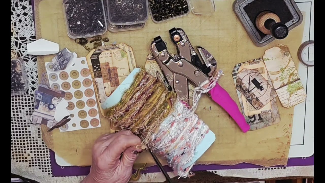 Peek inside my Industrial Grunge Envelope Flip Journal then  on to creating some layered tags 🏷