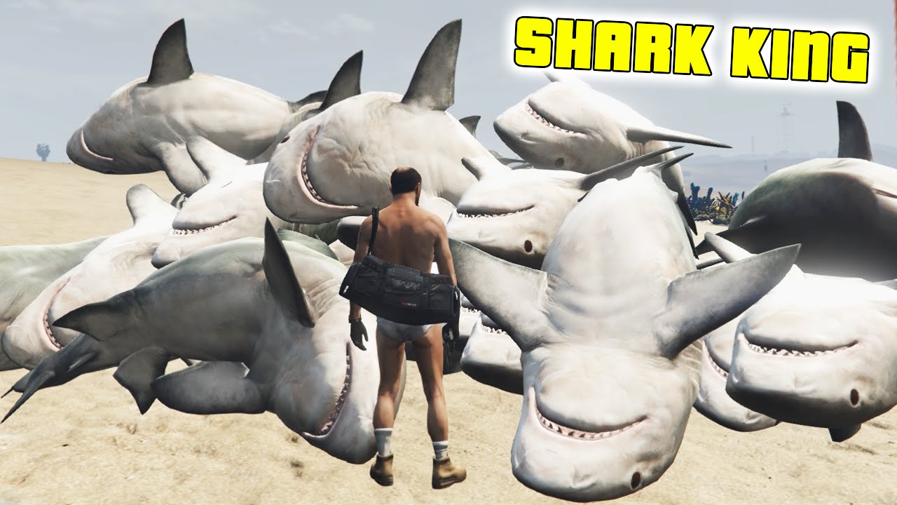 GTA 5 Mods - NO WATER + TSUNAMI MODS! - (SHARK KING) - (GTA V PC - Fun With Mods)