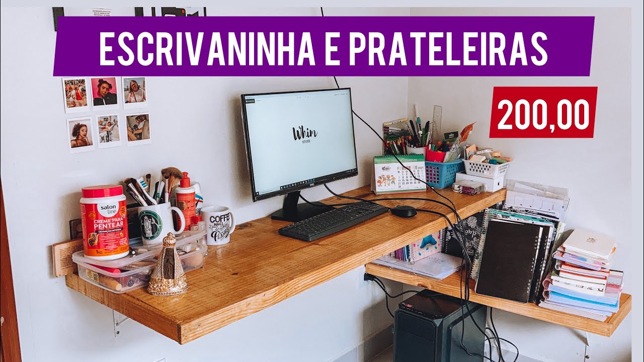ESCRIVANINHA BAIXO CUSTO - DIY ESCRIVANINHA SUSPENSA DE PINUS