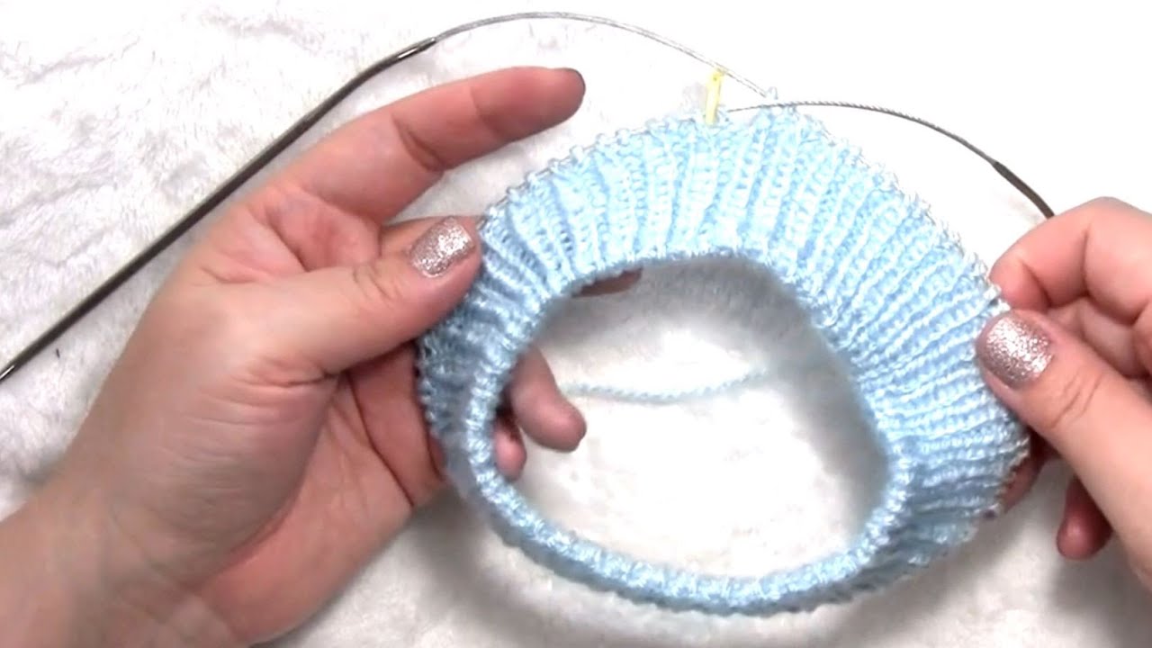 SUETER 6 A 9 MESES SIN VUELTAS CORTAS   DOS AGUJAS CIRCULAR   part 1 Cuello