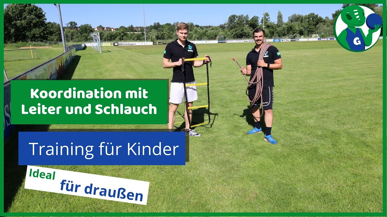 Sport und Spiele für Kinder - Koordination mit Leiter und Schlauch
