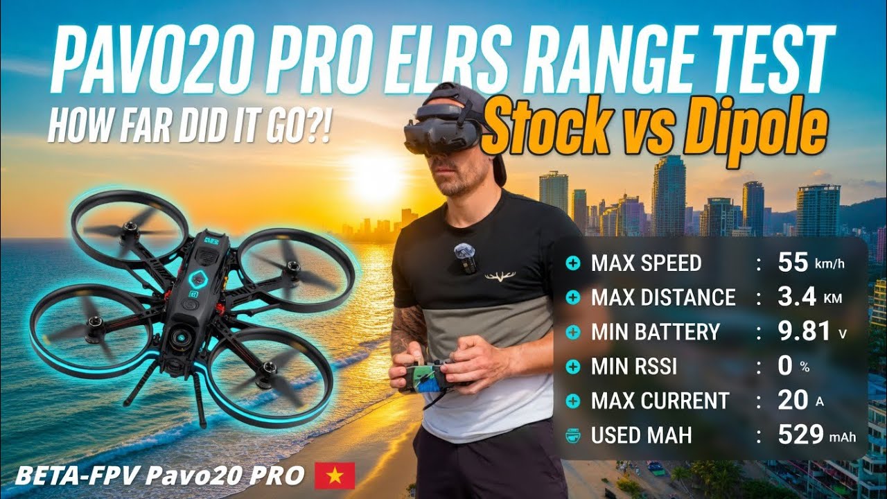 BetaFPV Pavo20 Pro ELRS Range Test in Da Nang 🇻🇳 – Stock vs Dipole