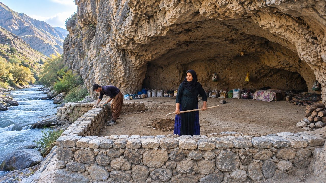 🏔️ Nomad Life in a Mountain Cave | Building a Cave Home by a Raging River 🌊🔥