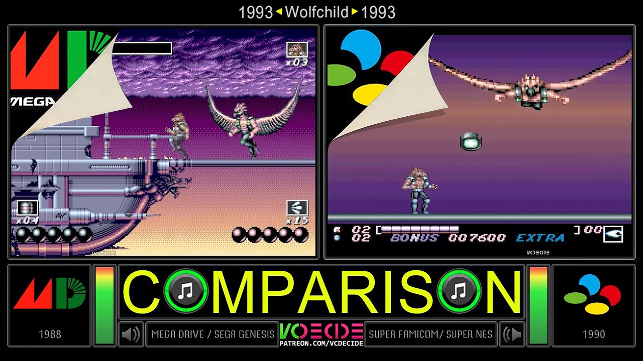 Wolfchild (Sega Genesis vs SNES) Side by Side Comparison | VCDECIDE