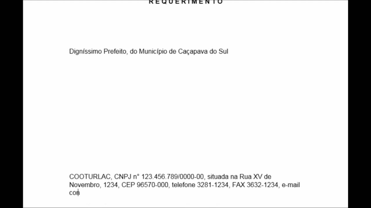Modelo de Requerimento (ilustrativo)