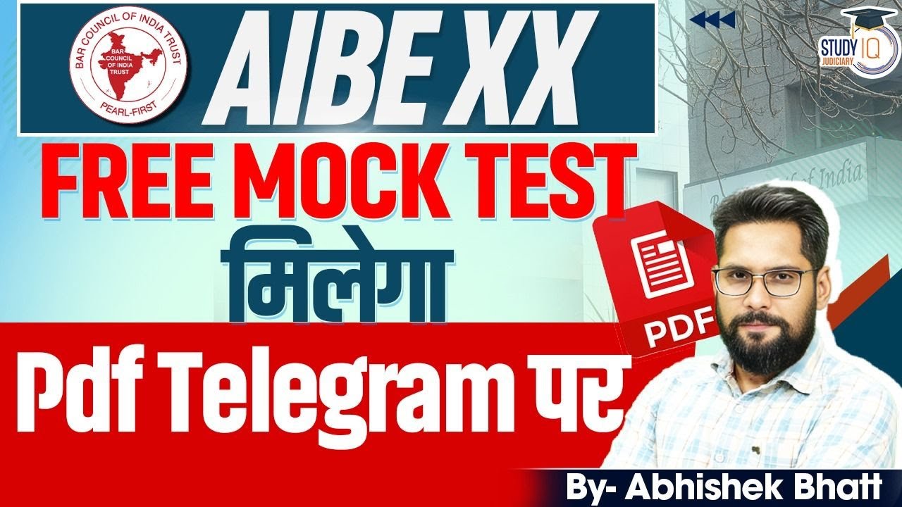AIBE 20 Free Mock Test PDF | Download on Telegram | Abhishek Bhatt | StudyIQ Judiciary