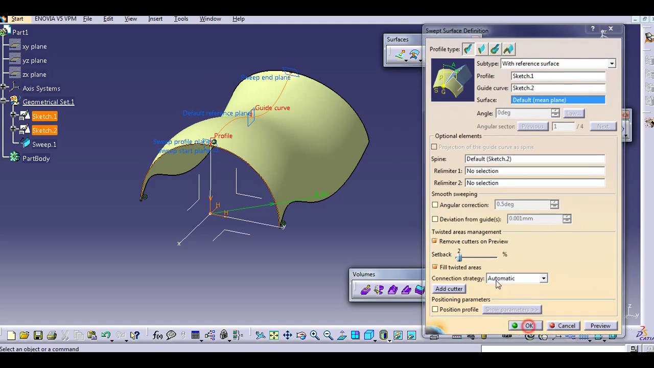 All 21 Types of Sweep surface commands In CATIA I Generative shape Design in CATIA