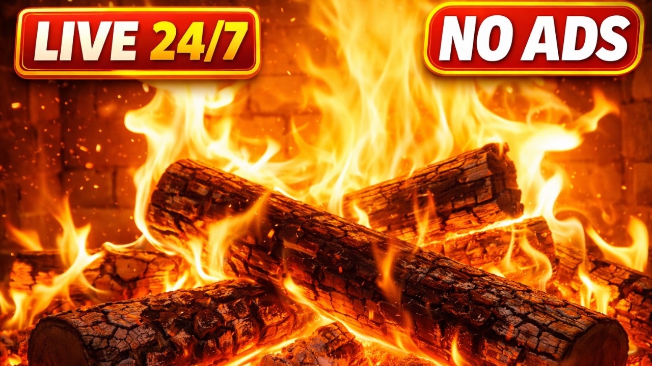 🔥 Cozy Fireplace NO ADS (Live 24/7). Fireplace 4K Ultra HD. Fireplace with Crackling Fire Sounds