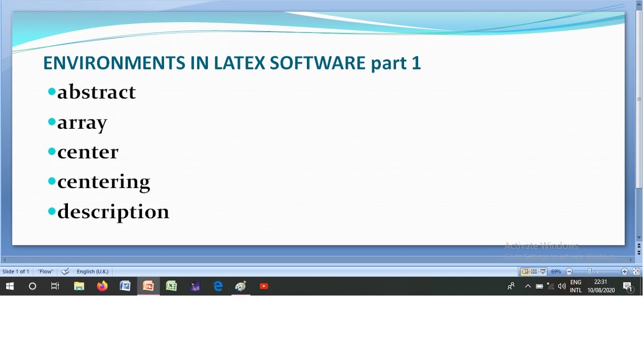 Environments in latex|abstract|array|centering|description in latex| part1