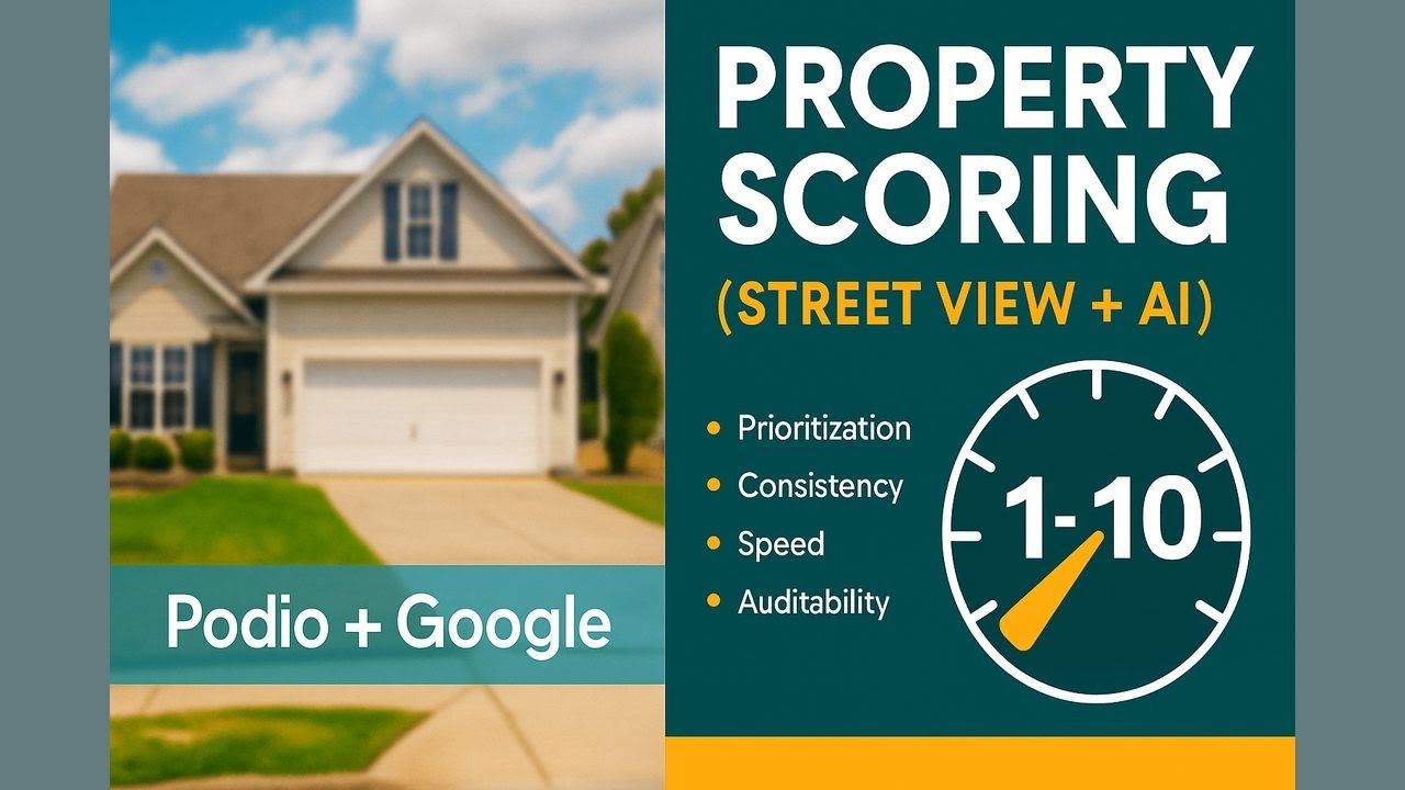 Property Scoring with Street View + AI (1&ndash;10 Score in Seconds) Using Podio