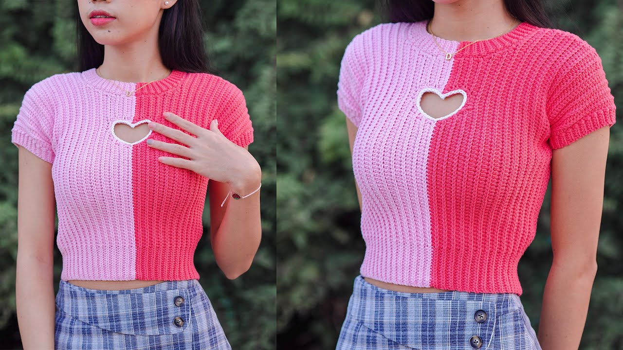 Crochet Heart Cut Out Top Tutorial | Crochet Heart Top | Chenda DIY