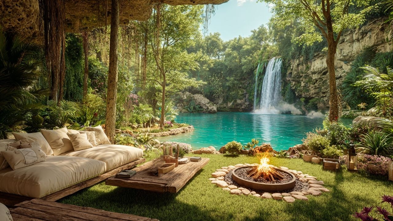Serene Waterfall Sanctuary 🌿🔥 Bird Ambience for Stress Relief, Meditation & Deep Rest